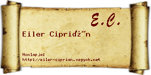 Eiler Ciprián névjegykártya